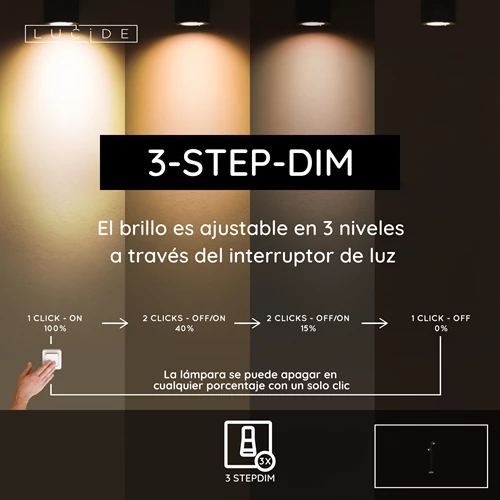 Lucide SKANSKA - Lámpara de suelo - LED 3 StepDim - 2x5W 3000K - Negro - USP
